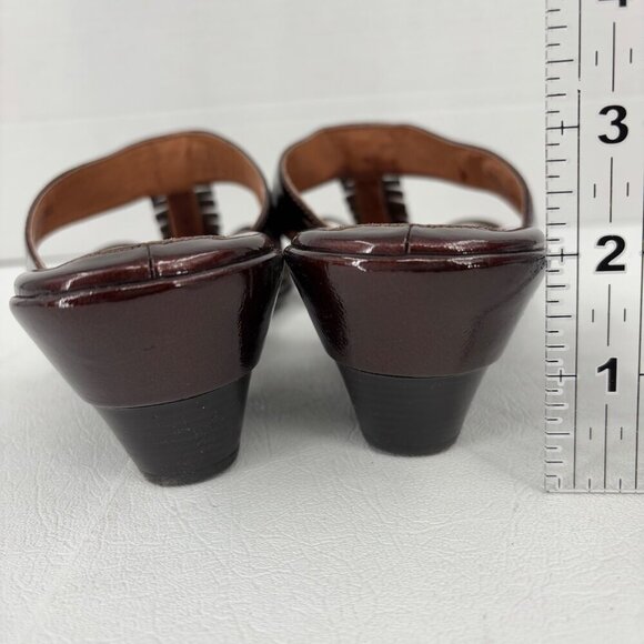 Sofft Anita Slide Sandal Size 9 Brown Copper Metallic Wedge Patent Leather Mule - Picture 11 of 11